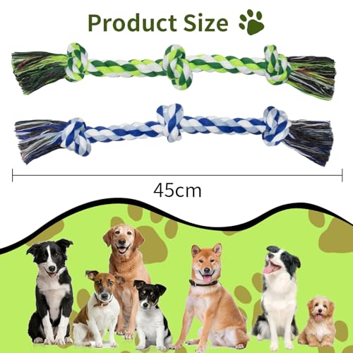 Mrltau 2 Pack 3 Knoten Hundespielzeug Seil, Mittel Und Klein Dog Toys, Hochbelastbar Hundespielzeug Unzerstörbar, 100% Baumwolle Hundespielzeug Seil, Zerrspiel Dog Toys