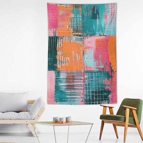 Tapisserie murale orange et bleu sarcelle BTCOWZRV pour décoration de chambre