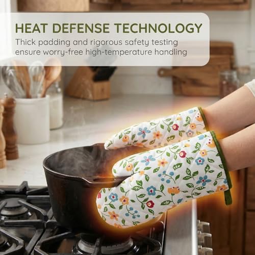 Oven Gloves, Forest Fable Gauntlet Set of 2, Heat-Resistant Oven Mitts, Woodland Animal Print, Machine Washable Kitchen Essentials, Oven Mitts for Kitchen Cooking, Dessert Making, BBQ - Image 5