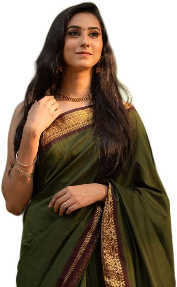 SAREE SILK HOUSEIndian Women's Banarasi Jacquard Rich Saree Traditional Soft Silk Sari with Unstitched Blouse
