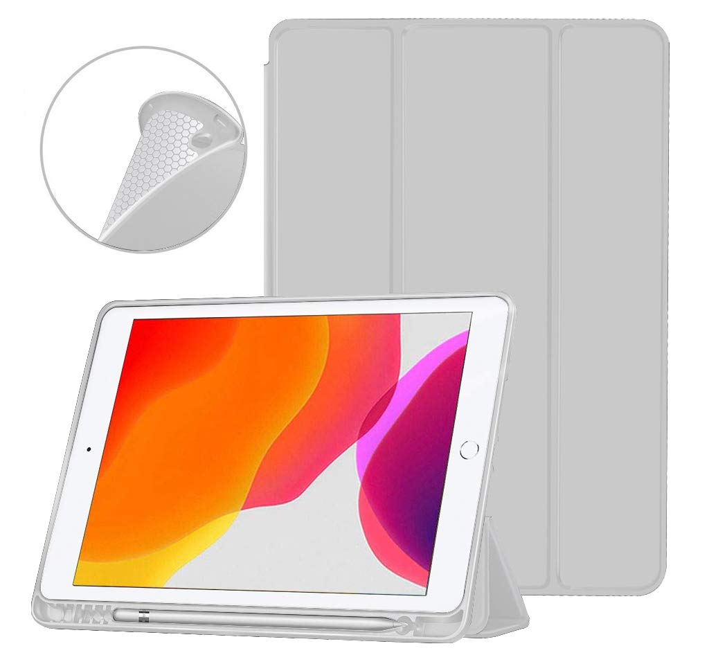 Robustrion Smart Flexible Trifold Flip Stand Case Cover with Pencil Holder for iPad 9.7 inch 6th/5th Generation - Grey (B08FZWFJ3P) Amazon Price History, Amazon Price Tracker