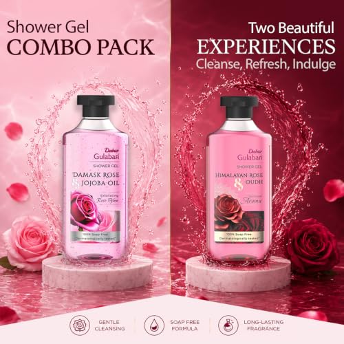 Image of Dabur Gulabari Heavenly Rose & Oudh Shower Gel, 250 ml with Gulabari Damask Rose & Jojoba Shower Gel, 250 ml (Pack of 2)