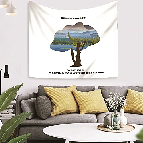 Tapiz de pared de bosque natural para transformar tu salón con frescura verde, 150x130 cm 8