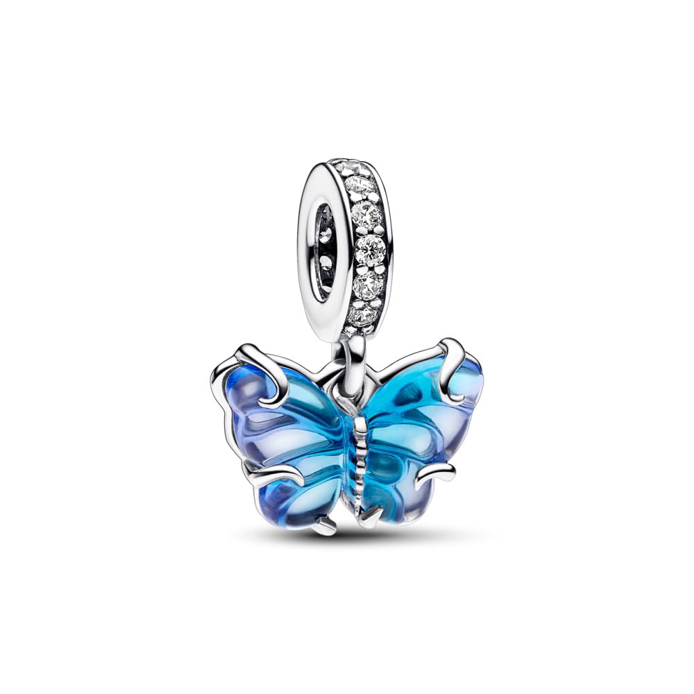 Moments Creolen Schmetterling, Sterlingsilber, mit klarem Cubic Zirkonia, abgestuft blaue und weiße Emaille