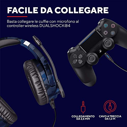GXTrust 488 Forze-B Cuffie PS4 e PS5 con Licenza Ufficiale PlayStation, Over-Ear, Microfono Ripiegabile e Archetto Regolabile, Jack Audio 3.5 mm, Cuffie Gaming Cablate - Blu - Cuffia gaming - Immagine 3