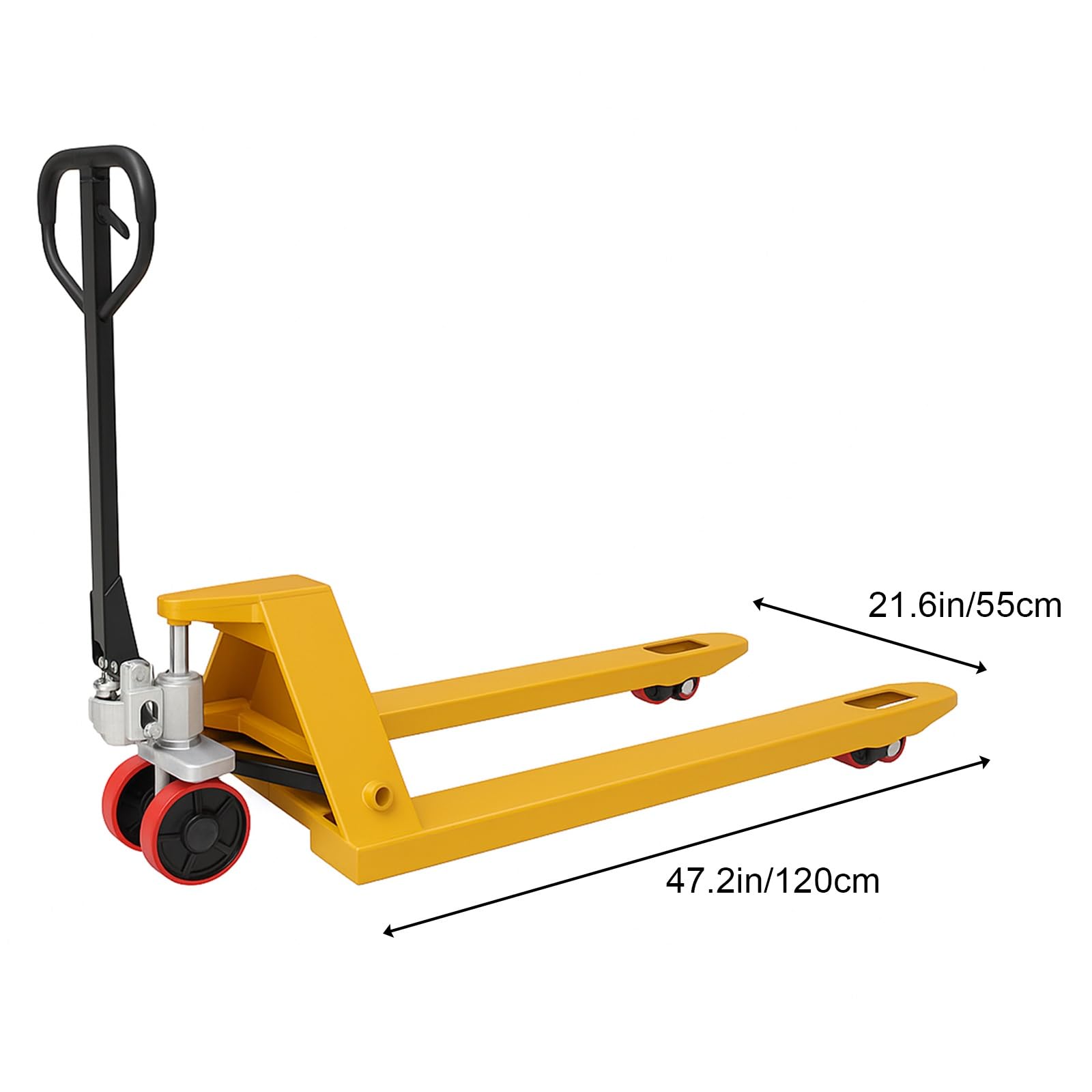 Manueller Palettenwagenheber mit einer Kapazität von 2,5 - 4,989 kg, 54,9 x 119,9 cm Gabelstapler für Lager und Industrie, robuster 3 Tonnen Palettenwagen, langlebige und effiziente