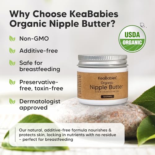 Image of 2pk Organic Nipple Butter for Cracked, Sore, Relief, Safe (Soothing, 2oz) | USDA, 100% Natural Clean Nursing Nipple Cream Safe for Breastfeeding, Breast Cream, Non Lanolin Balm, Postpartum Essential
