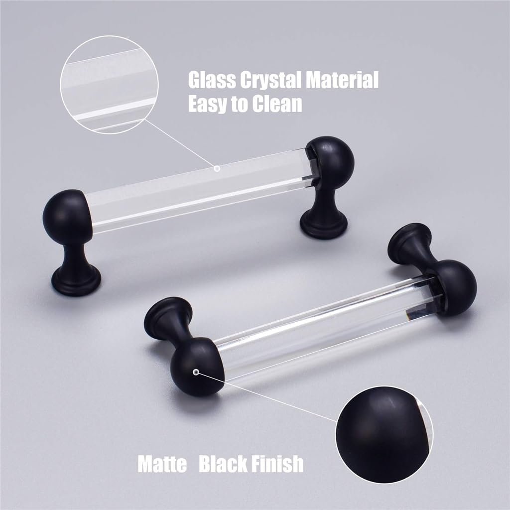 Handker Door Closet Zinc Alloy Two-Color Door Handle Crystal Hole
