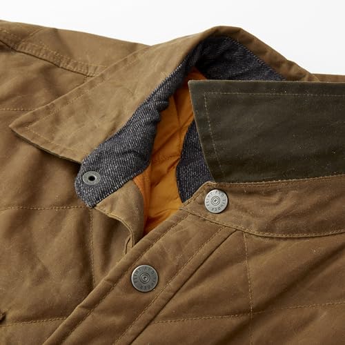 Image of Huckberry Flint and Tinder Men's Quilted Waxed Shirt Jacket, Lightweight Waxed Canvas Shell