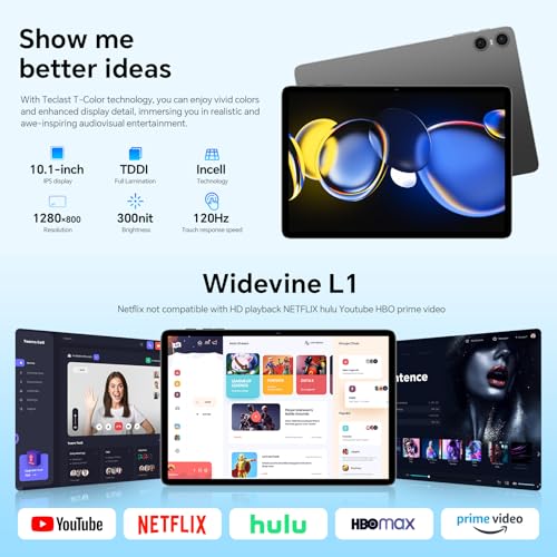 Image of TECLAST Android 16 Tablet 10 inch, Tablet with Keyboard+Case+Mouse+Stylus 10 Accessories Set, 12GB RAM+128GB ROM (1TB TF), T7250(T610) Octa-core CPU, 5G Wi-Fi /Widevine L1 /GPS /6000mAh /BT5 /GMS /OTG, 2026