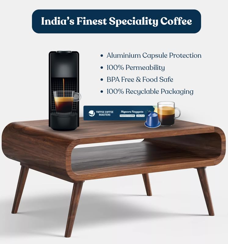 Image of Toffee Coffee Roasters |Mysore Nuggets Coffee Pods | Pack of 1 (10 Capsules)| Nespresso Compatible | AAA Speciality Grade | Notes: Nutty & Dark Chocolaty | Roast: Dark|