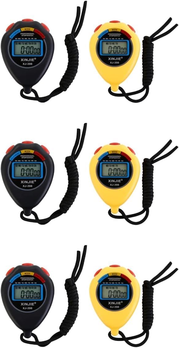 MDybf 6 Pcs Practical Timer Two Tracks Stopwatch Professional Movement Sports Multi-Function Electronic Timer Time Record Device for Sports