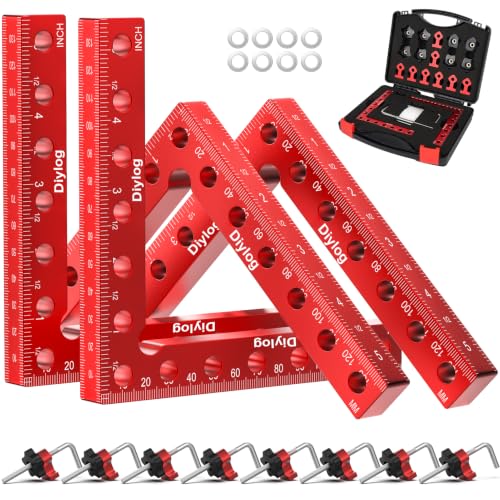 DIYLOG Corner Clamp for Woodworking 90 Degree Corner Clamp 4 Pack 5.5x 5.5 Aluminum Alloy Right Angle Woodworking Tools Positioning Squares for Picture Frame Box Cabinets Drawers