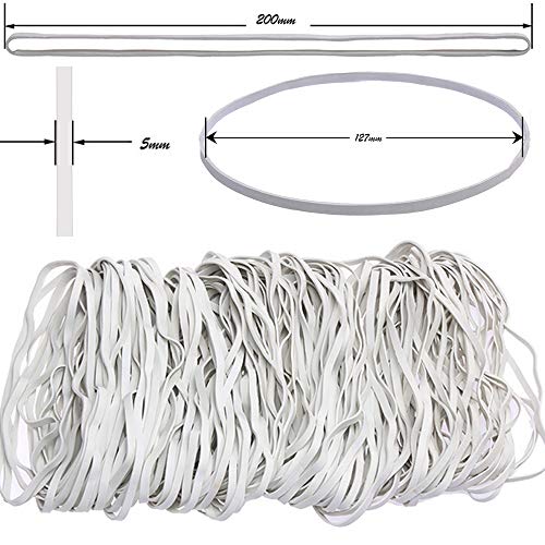 Amuu Large Rubber Bands White 50 Pieces Amuu Trash Can Band Set Elastic Bands For Office Supply Trash Can File Folders Cat Litter Box Size 8 Inches 50 Pack Rubbers Bands Large #TOP3