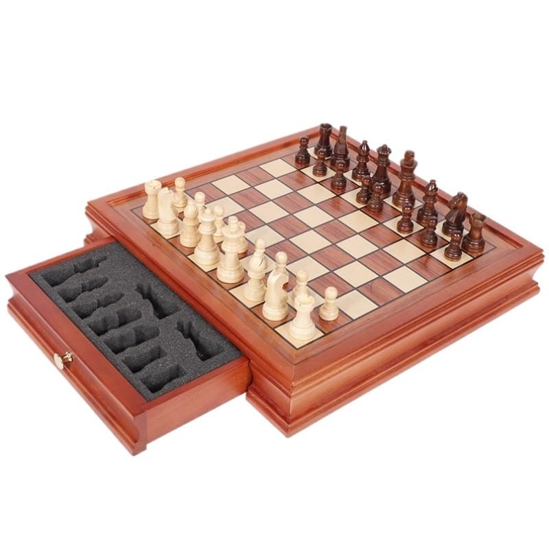 Juego de ajedrez magnético de madera de 12,8 pulgadas, 2 almacenamiento