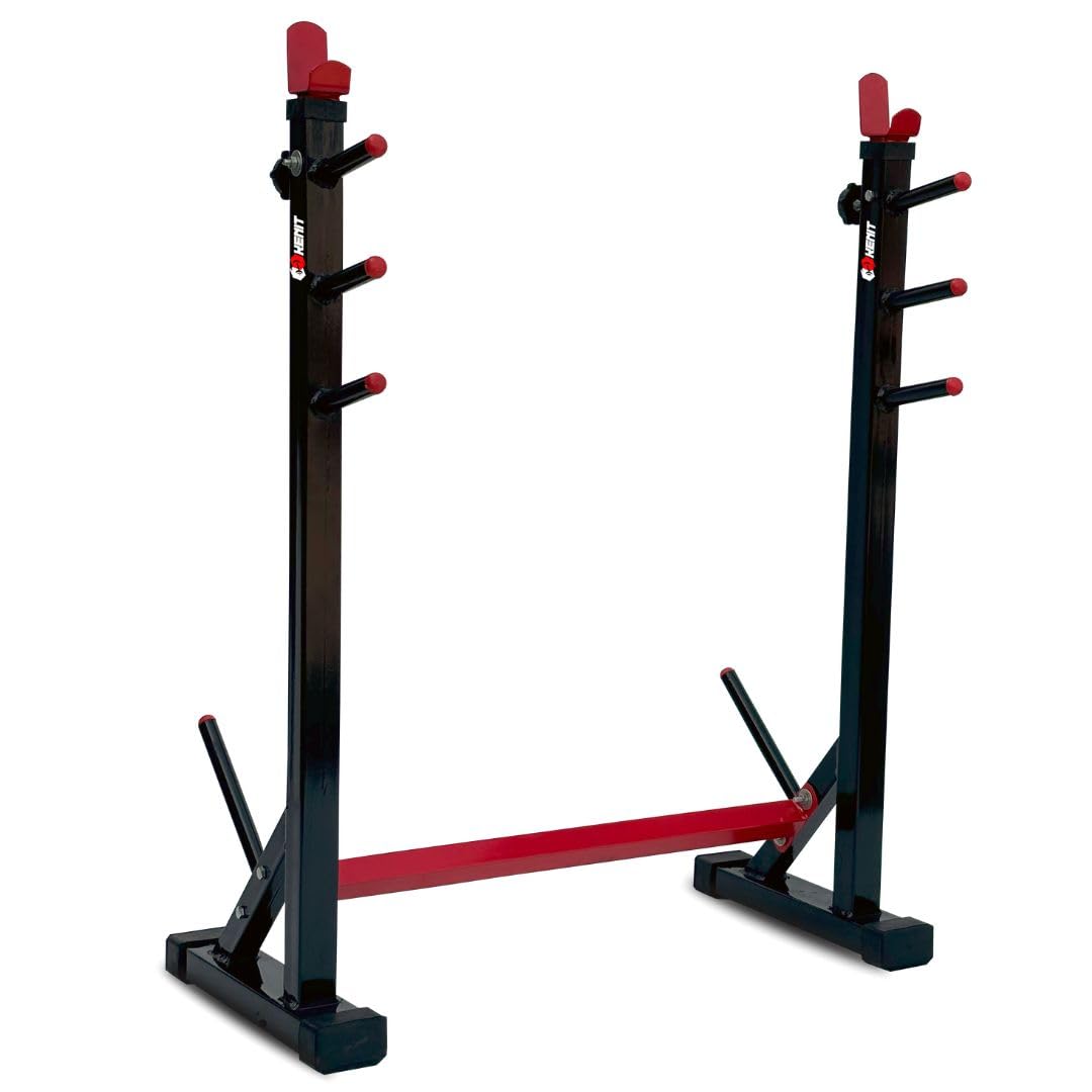 KENIT Multi-Functional Fully Adjustable Squat Stand, Bicep Stand with 4 Adjustable Level and Height for Home Gyms, Barbell Stand for Squat Exercises, Red & Black-picture-28