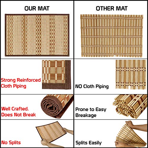 Image of HOKIPO Bamboo Table Mats for Dining Table, Set of 6 Wooden Placemats, 45x30 cm, Beige (AR2817)