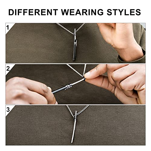 HELLOICE Samurai Sword Necklace - 18K Gold Plated Katana for Women and Men2