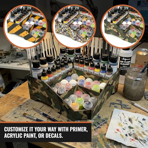 Image of PROSCALE Universal Corner Paint Organizer for Miniatures Modeling Artists, Modular corner Paint Holder + Brush /Tool Compatible with Citadel, Vallejo, Army Painter, Tamiya, others (Module D)