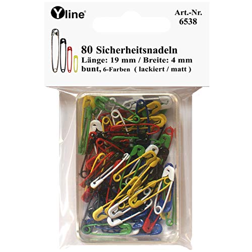 Yline 6538 - Lote de 80 mini imperdibles (19 mm, 6 colores, sin níquel)