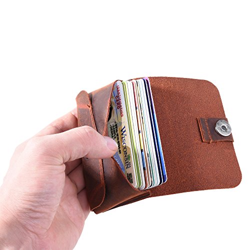 Txesign Top Grain Genuine Leather Business Name Card Holder Case With Magnetic Closure (Reddish Brown) #TOP4