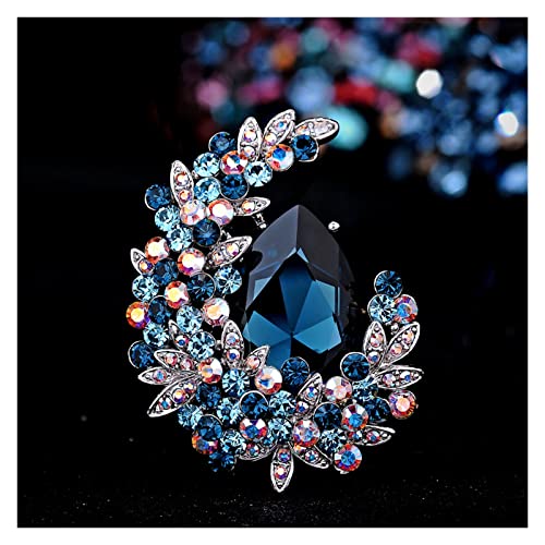 Broche lune en cristal pour pull accessoire d'hiver chic de 5.3 cm