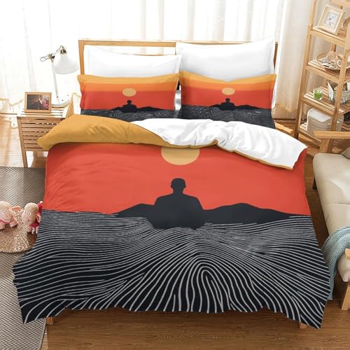 Housse de couette microfibre résistante silhouette de méditation 3D aux finitions soignées