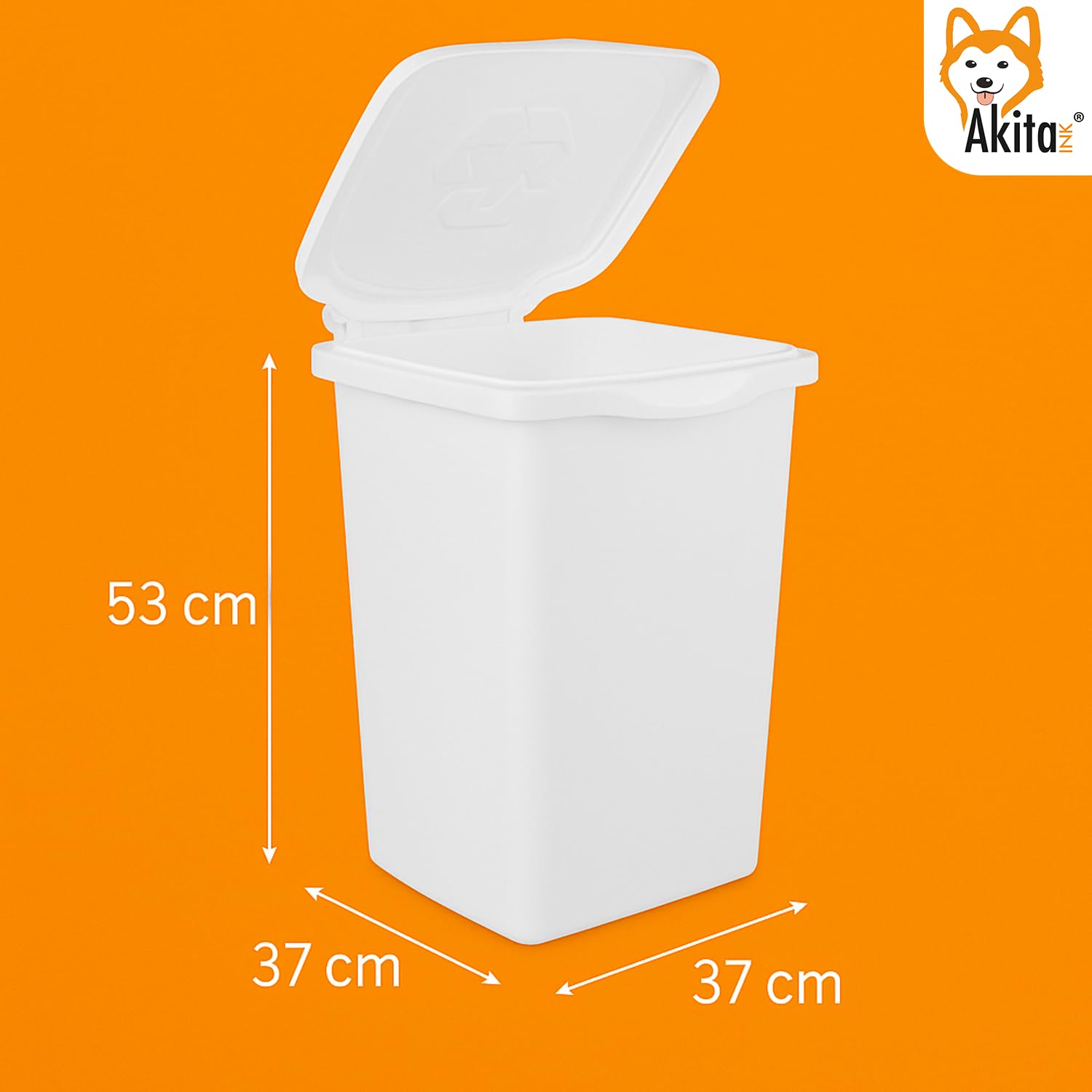 AKITAINK Set 3 contenitori Pattumiere da 50L - Totale 150 litri, per raccolta differenziata - Bidoni multicolore in plastica resistente, ideali per cucina, giardino e ambienti esterni - Made in Italy.