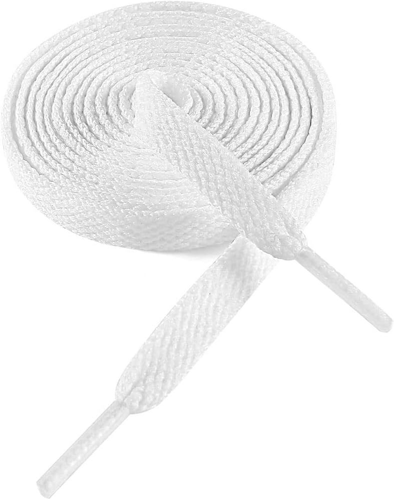 Flat Shoe Laces for Sneakers, Shoelaces for Sneakers, Athletic Shoelaces, White, 1Pair