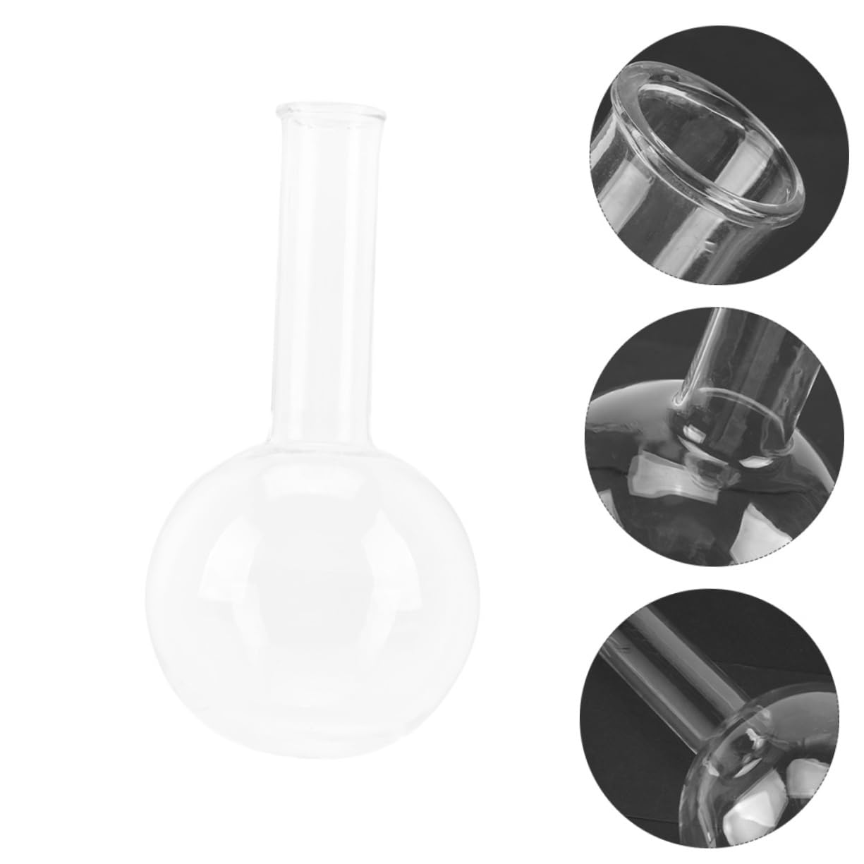 Mobestech Matraz Ligero y Resistente de Fondo Redondo de Vidrio Transparente Cuello Estrecho Pack de 2 Piezas para Experimentos Químicos Adecuado para Estudio Científico en Escuela