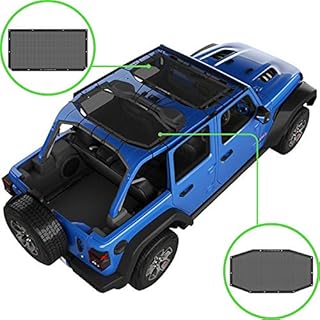 Alien Sunshade Jeep Wrangler JLU (2018 - Current) – Front & Rear Mesh Sun Shade for Jeep JL Unlimited - Blocks UV, Wind, Noise - Bikini JLkini Top Cover for Sport, Sport S, Sahara, Rubicon (Black)