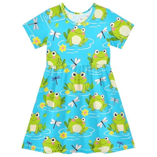 Girls Cute Duck Theme Summer Dresses Toddler Short Sleeve A-Line Dress