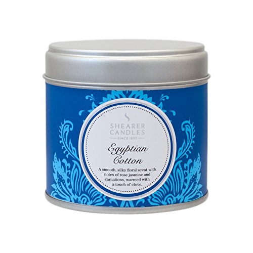 Shearer Candles Egyptian Cotton Large Scented Silver Tin Candle - White