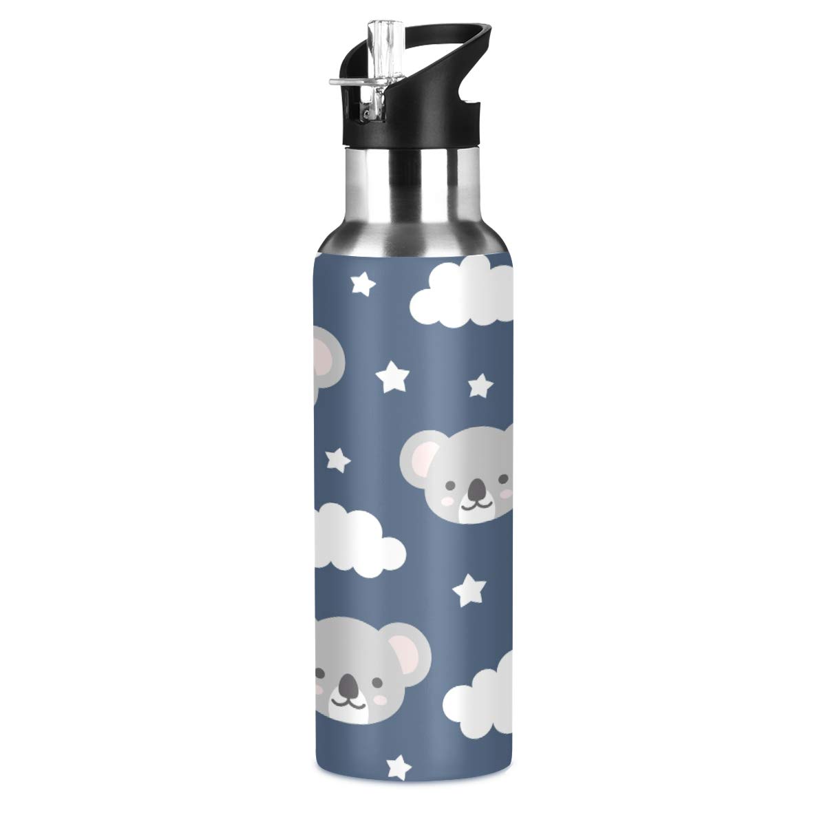 JUMBEAR Cute Koala Clouds Stars Water Bottle Acuum Insulated Stainless Steel Leakproof Wide Mouth Kettle with Straw Lid for Fitness Gym Outdoor Sports โ image 1