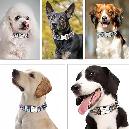 Benutzerdefinierte Hundehalsbänder mit Namen & Telefonnummer - Schwerlast Verstellbare Welpenhalsbänder Xs-s-m-l Floral für Rüden/Hündinnen