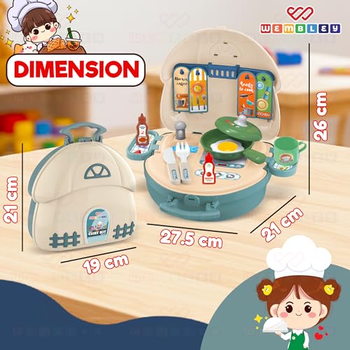 Image of Wembley Kitchen Set for Kids Girl & Boy 2-7 Years Old | Portable Pretend Play Toy for Girls | Mini Kitchen Playset Suitcase | Safe and Non-Toxic | Birthday Gift for Kids Ages 2 to 7
