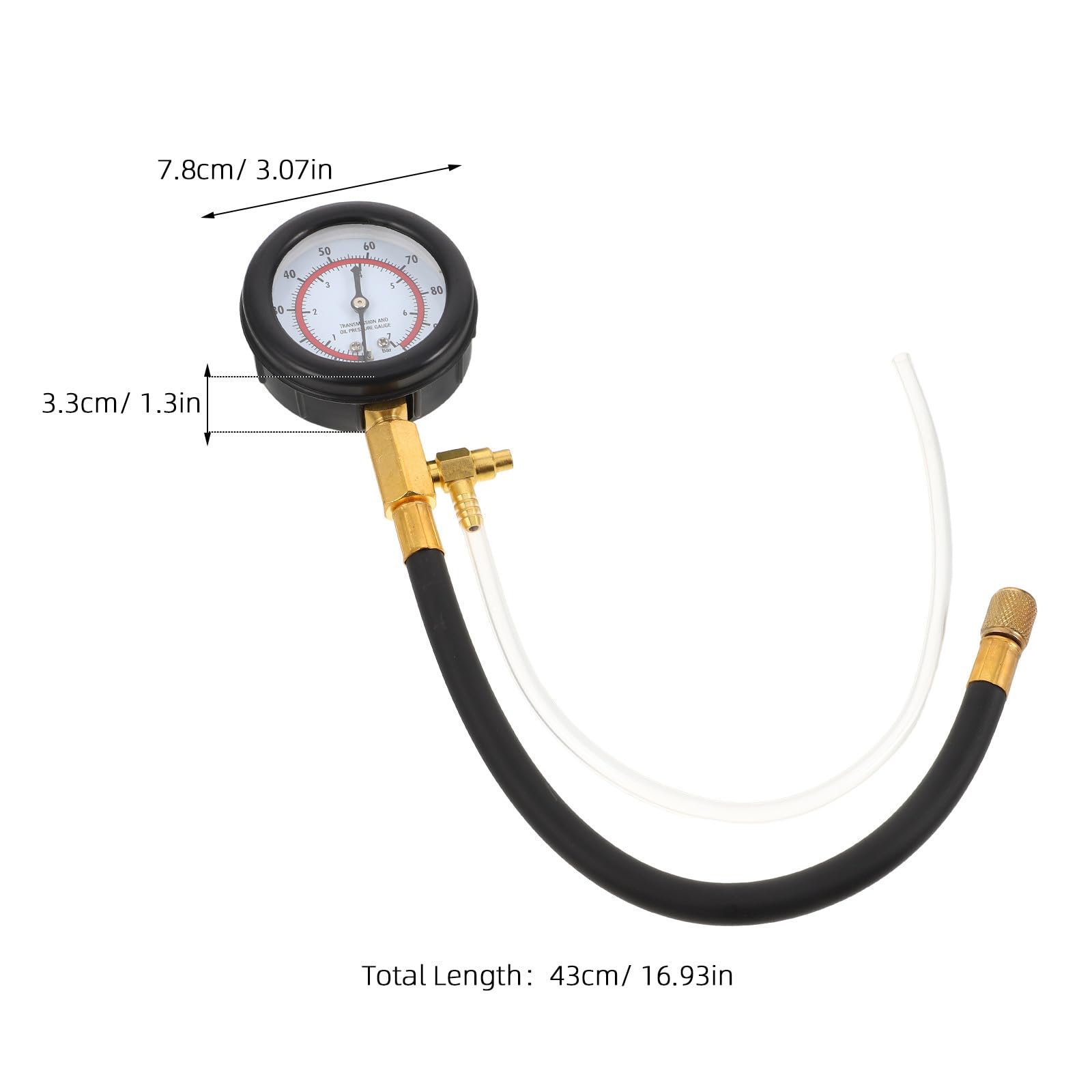 YARNOW 1 Juego de Kit de Prueba de presión de Combustible de 0 a 100 PSI con Conexiones de línea de Combustible de 6.3, 7.89 y 9.49 - Manómetro de presión de Gasolina, Herramienta de Prueba para