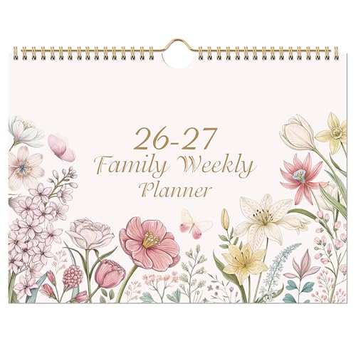 Family Calendar 2026-2027 from Aug 2026-Jul 2027 Floral 32x23cm