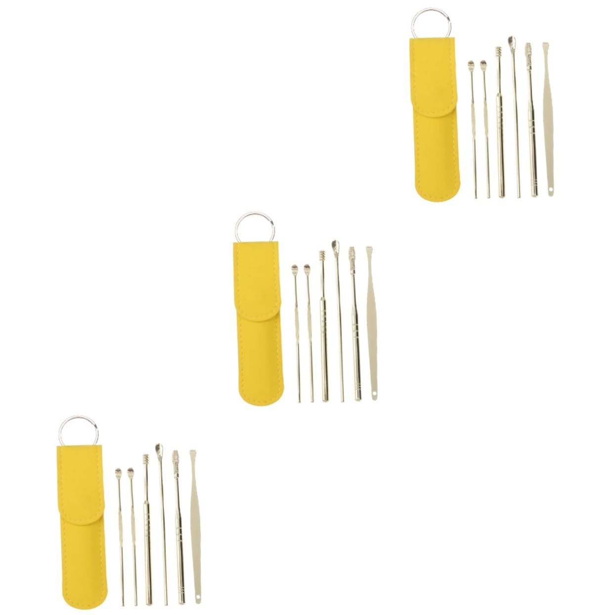 Mobestech 3sets Portable Spiral Ear Wax Removal Tool Set Stainless Steel Ear Care Kit Bag for Safe Gentle