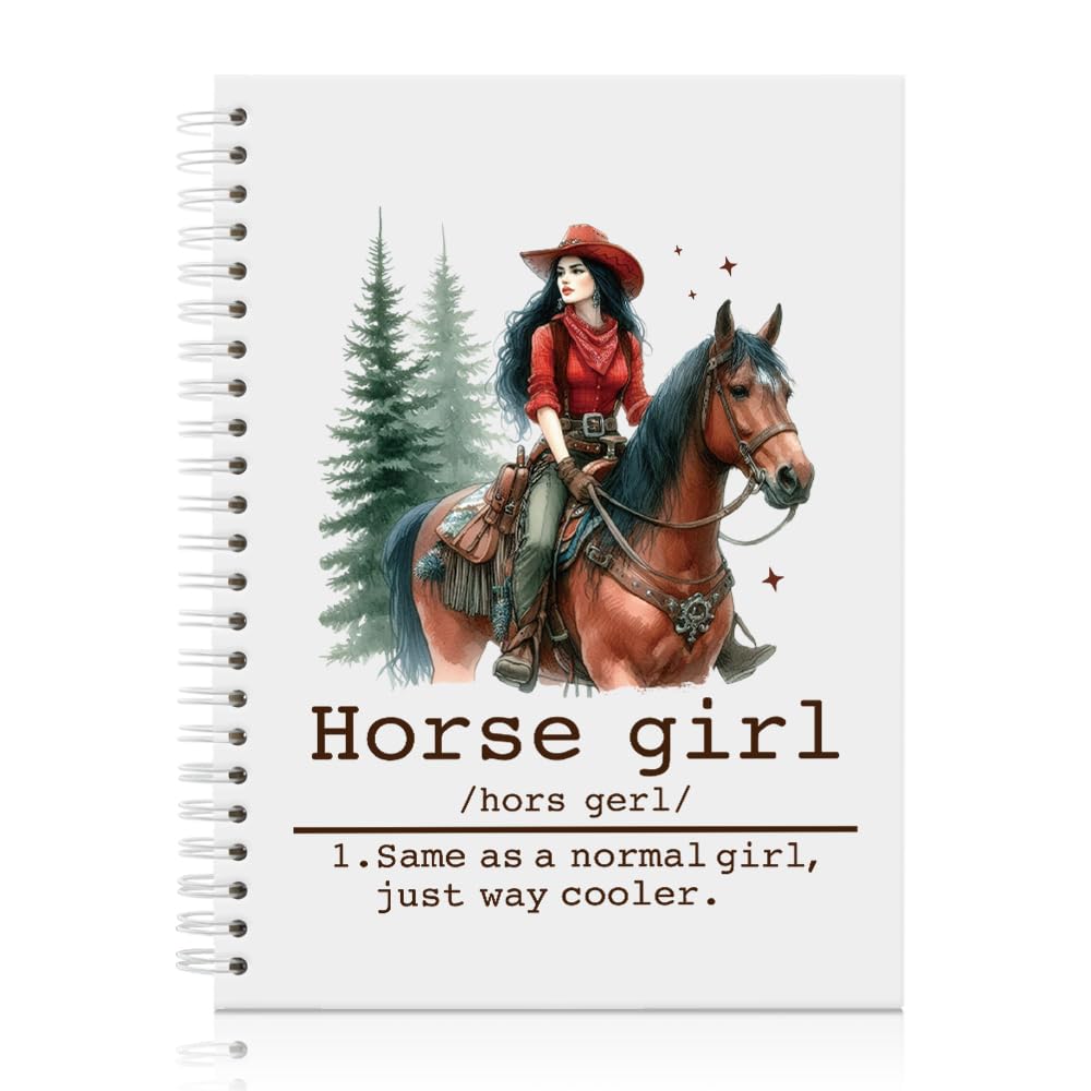 Mhfpl Horse Girl Funny Spiral Notebook, Western Cowgirl Notebook Journal Gifts for Women Horse Lovers, Birthday Gifts for Horse Riders, Thank You Gifts for Horse Owner Horse Trainer