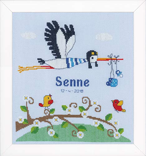 Kit point de croix compté Vervaco Stork pour réussir facilement votre broderie de naissance