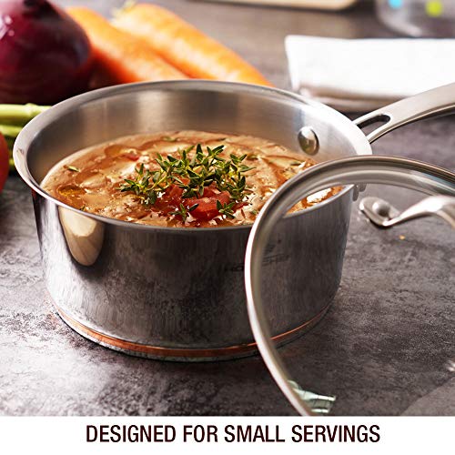 HOMI CHEF Mirror Polished Copper Band Nickel Free Stainless Steel 1 QT Saucepan with Glass Lid (No Toxic Non Stick Coating, 6.5 Inch) - Small Saucepan Induction Pan with Lid - Non Toxic Cookware - Thumbnail 5