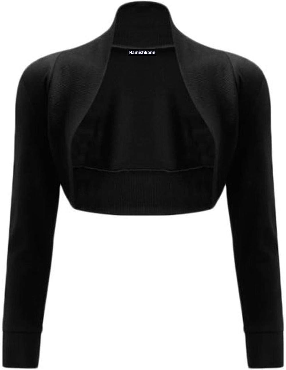 New Womens Plain Open Front Long Sleeve Bolero Shrug Cropped Cardigan Blouse Top