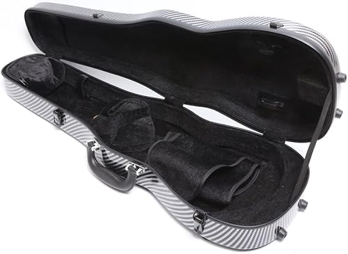 Miniatura 2 de Estuche de violín de fibra de carbono 44 de tamaño completo Estuche de violín duro fuerte ligero con correa trasera y 2 soporte de arco Caja de
