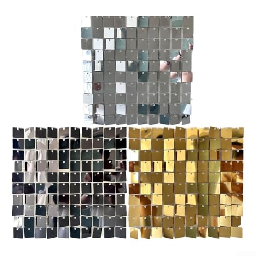 Yuanpgky Panel de fondo cuadrado de lentejuelas para pared, 30 x 30 cm, decoración de lugar con brillo reflectante para bodas, fiestas de cumpleaños, escenarios de eventos, aniversarios y tiendas