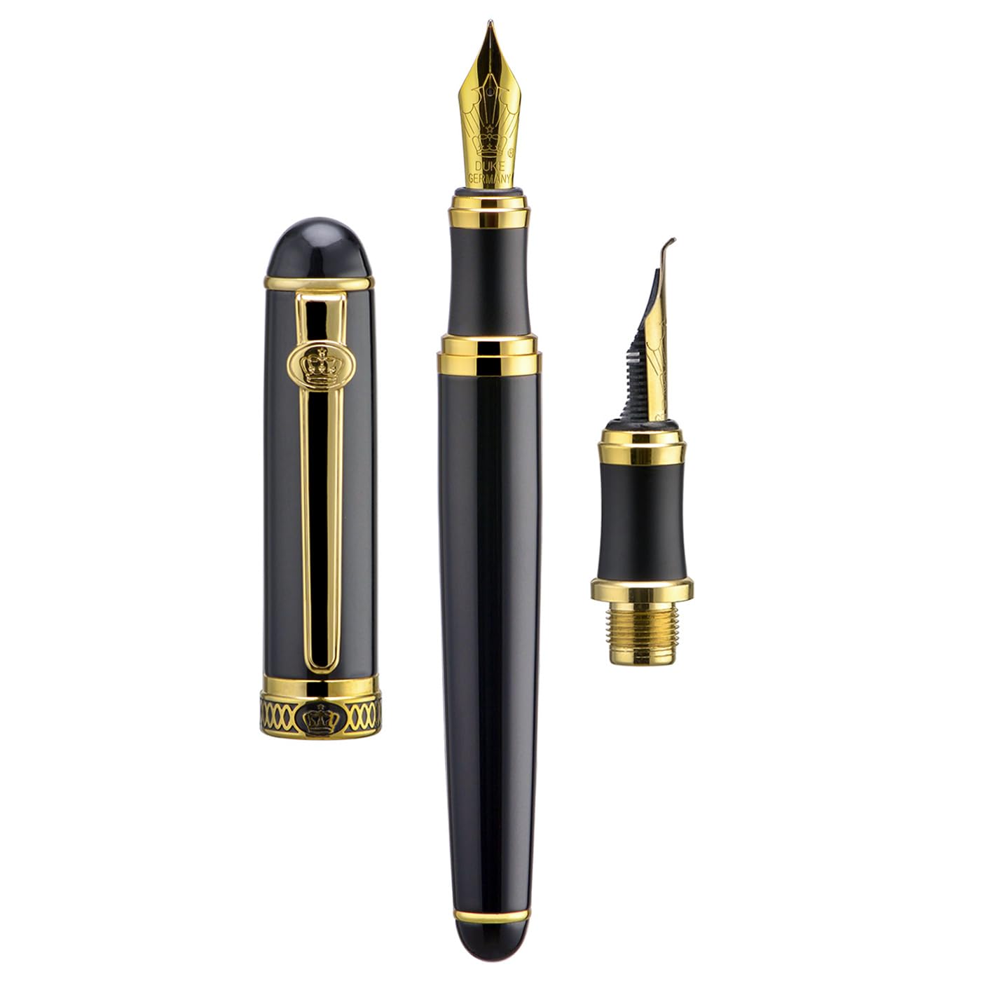 Duke Stylo Plume Interchangeable Medium Et Fude Nib Pour L'écriture Manuscrite, La Signature, La Calligraphie, Le Dessin Et Le Croquis Avec Un Ensemble D'art Pour étui à Stylo En Cuir Noir