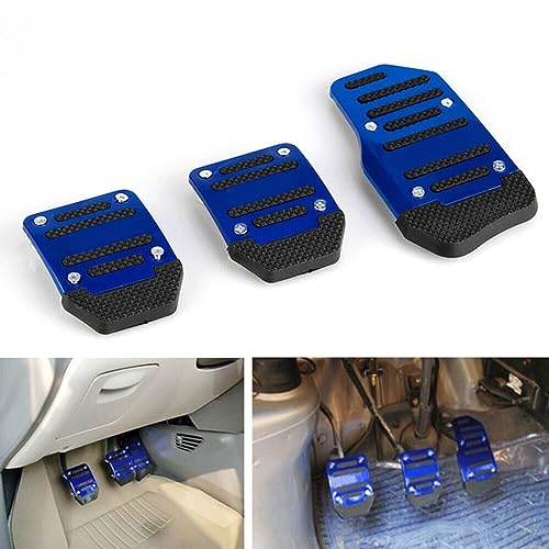 Car Brake Pedal Pads Nonslip Car Pedal Pads Accelerator Pedal Pad Cover Foot Pedal Pads Kits Alloy Brake Gas Clutch Pedal Kits Accelerator Extender Pedal Covers for Car SUV ATV (Blue, 3 PCS, Manual)