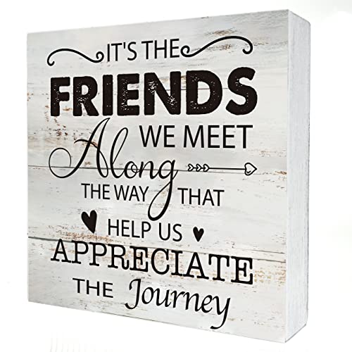 Kinship Wooden Box Sign Desk Decor Rustic Wood Block Plaque Box Sign for Home Living Room Shelf...