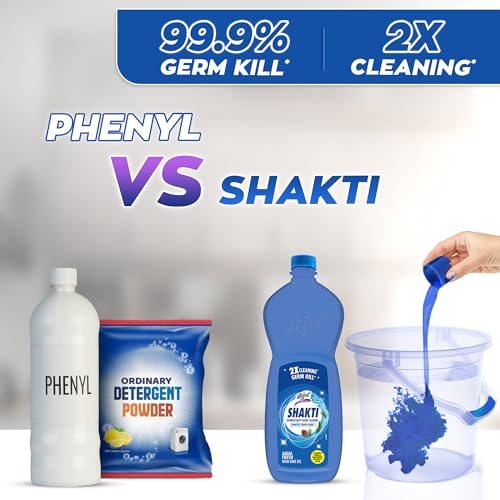 Image of Lizol Shakti 900ml - Aqua Fresh Floor Cleaner| 2X Better Cleaning vs Phenyl |Kills 99.9% Germs| Removes Tough Stains | Suitable for All Floor Cleaner Mops