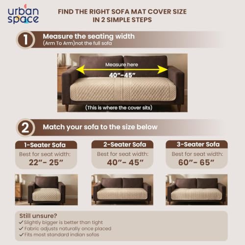 Image of Urban Space Velvet Embroidery Quilted Sofa Cover mat, Premium 3 Seater Non-Slip Sofa slipcover, Easy Care & Machine Washable, Seat Runner for Couch for Living Space (3 Seater - Honeycomb Beige)